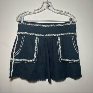 Isabel Marant Etoile Boho Embroidered Black Tribal Print Cotton Skirt Size 38